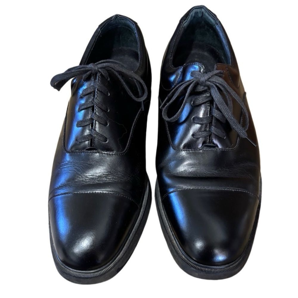 Stafford Men’s Black Leather Cap Toe Oxford Dress Shoes Size 10.5